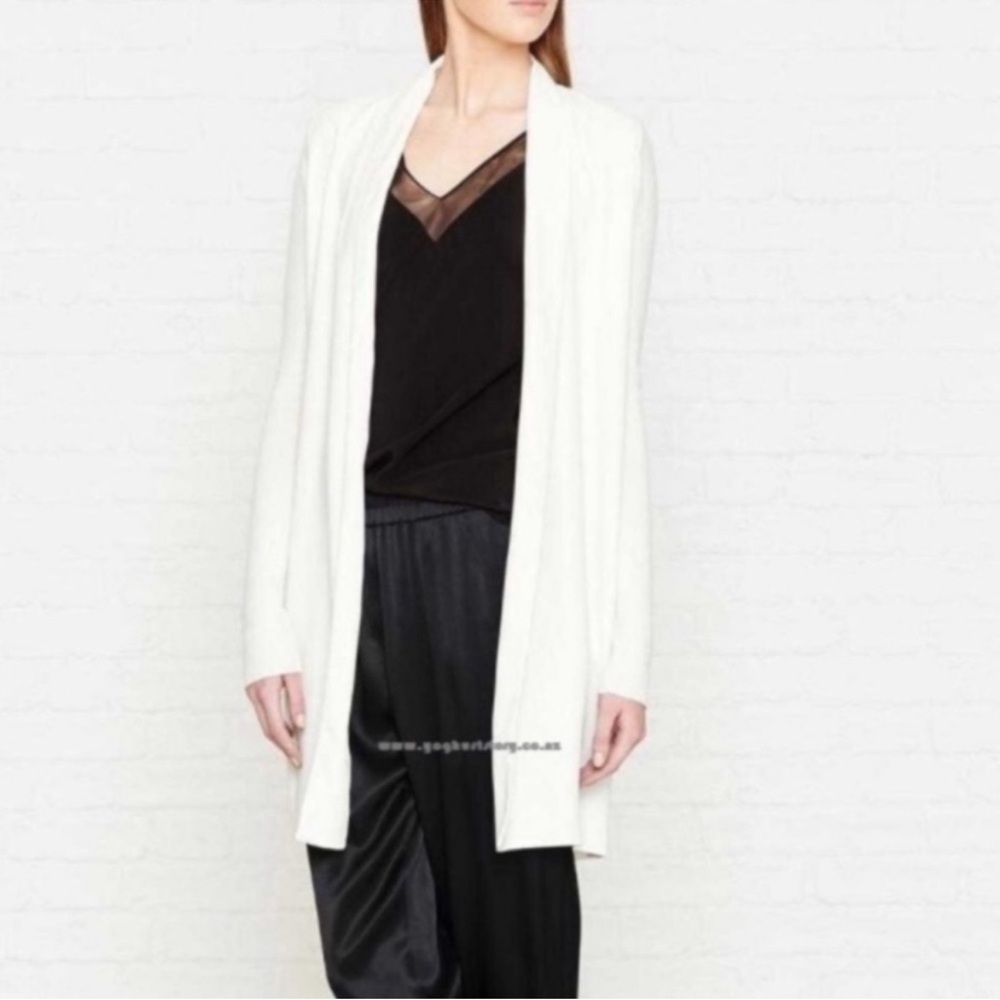 TED BAKER Sonia White Wrap Longline Open Woven Front Cardigan - US 4 - Picture 15 of 15